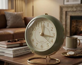 Nordic Retro Still Wecker, Minimalistische Metall Tischuhr, Quartz Nachttisch Wohnkultur