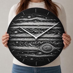 Relógio de parede Júpiter que brilha no escuro, decoração celestial moderna em metal, presente de astronomia