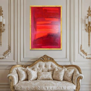 Bold Red Abstract Canvas Wall Art, Mark Rothko Style Painting, Modern Expressionist Canvas, Contemporary Home Decoration, Luxury Home Decor image 6