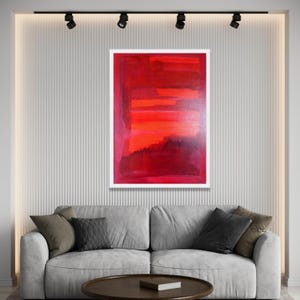 Bold Red Abstract Canvas Wall Art, Mark Rothko Style Painting, Modern Expressionist Canvas, Contemporary Home Decoration, Luxury Home Decor image 4