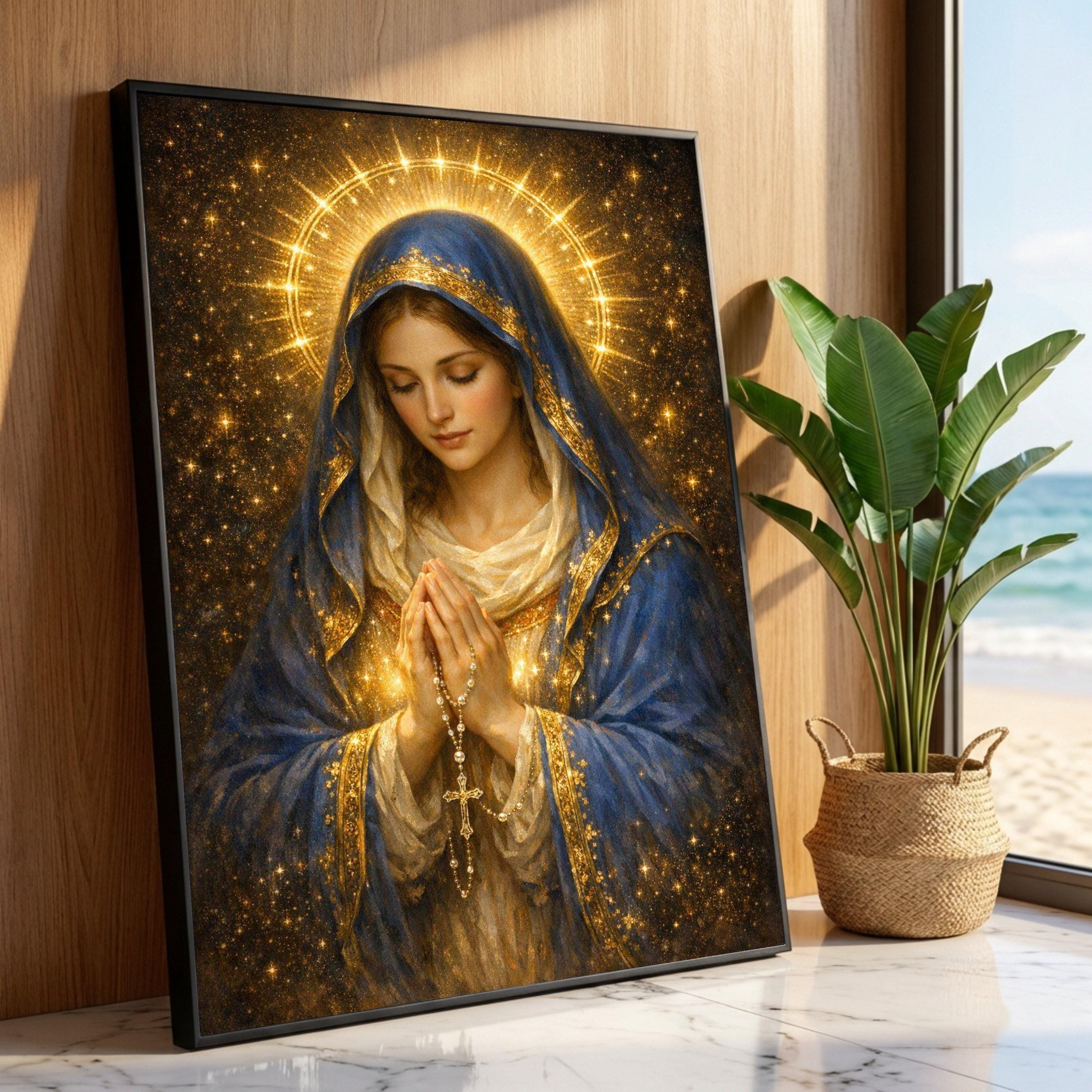 Virgin Mary Praying Canvas Wall Art, Religious Christian Decor ...