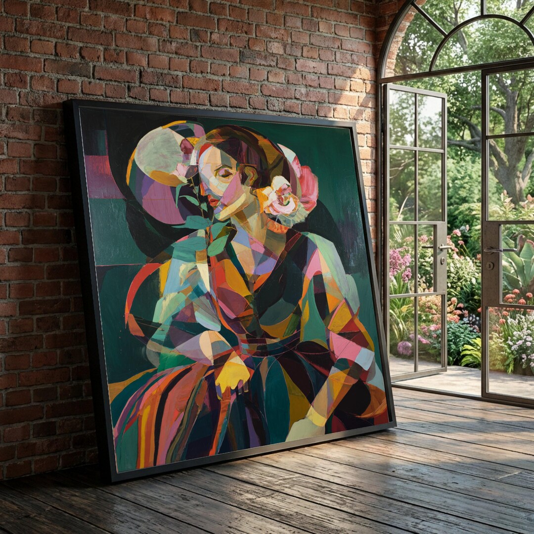 Abstract Cubist Woman Portrait Canvas, Modern Figurative Art, Colorful ...