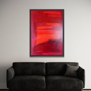 Bold Red Abstract Canvas Wall Art, Mark Rothko Style Painting, Modern Expressionist Canvas, Contemporary Home Decoration, Luxury Home Decor image 2