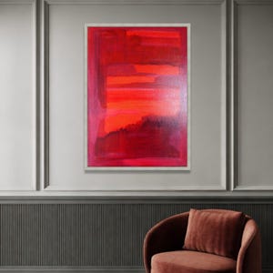 Bold Red Abstract Canvas Wall Art, Mark Rothko Style Painting, Modern Expressionist Canvas, Contemporary Home Decoration, Luxury Home Decor image 5