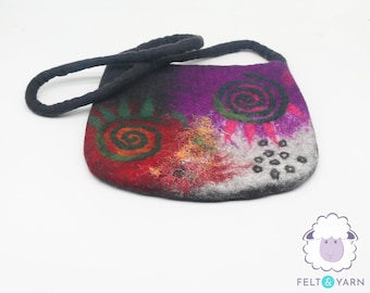 29 x 35cm Wool Felt Crossbody Bag Hand Felted Shoulder Felt Wool Handbags: Fair Trade and Ethically Handmade