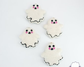 8cm Wool Felt Cheeky Ghost Halloween Spooky Decor | Hand Felted White Devil Ornaments | Hanging Ornaments