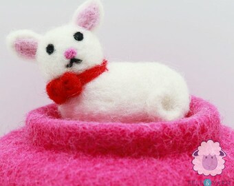 10cm Felt Christmas White Kitten with Red Scarf | Cat Christmas Ornaments: READY TO SHIP