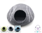 40cm, 50cm Wool Felt Stripe Design Cat Bed Felted Cat Bed Felt Cat Cave Fair Trade 100 Wool and Handmade FREE SHIPPING