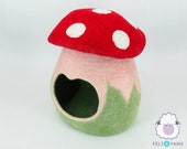 40cm Wool Felt Mushroom Cat Cave Premium Cat Bed Kitty Bed Felt Cat House Fair Trade 100 Wool and Handmade FREE SHIPPING