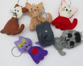 50 Pcs of Bulk Wool Felt Animal Keyring Hand Felted Craft Supplies: Fair Trade and Ethically Handmade