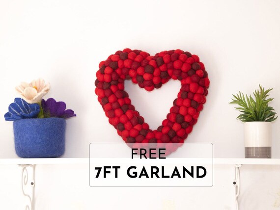 4 Ghirlande Di San Valentino In Feltro Con Cuori Rosa | 40 Cuori Regolabili | Decorazione 1,5 Metri Per Matrimoni E Festa