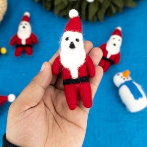 5 Stück - 13x5 cm Wollfilz Rot Weihnachtsmann Mit Weihnachtsmütze für Weihnachtsbaum Dekorationen: Ethisch handgefertigt mit 100% Wolle