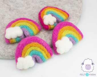 20 Pieces | 7cm Felt Rainbow With a Cloud | Felted Pastel Rainbow | Felt craft Rainbow | Fair Trade | 100% Handmade and Wool | FREE SHIPPING