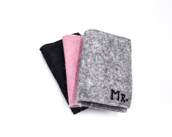 Funda de pasaporte de lana hecha a mano con fieltro, funda de fieltro para pasaporte, funda de lana para pasaporte con bolsillos, funda para pasaporte de color personalizado