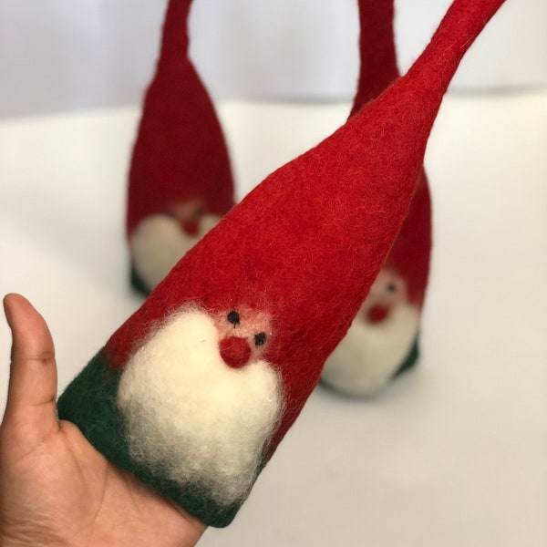 5pcs - 29cm Wool Felt Red Santa Faced Egg Warmer For Felt Ornaments For Christmas: READY TO SHIP