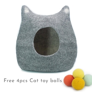 45cm Felt Cat House Bed, Wool Pet Kitty Cocoon, Pet House Cocoon, Handmade Kitty Bed