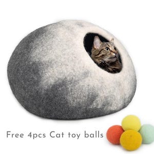 50cm Large Wool Felt Gradient Cat Bed and Cat Cave, Wool Handmade Cat Cocoon