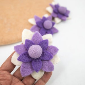 Purple Wool Felt Sheet Flowers Hand Felted Spring Flower For DIY Garland Crafts Supply And Home Decor: Fair Trade and Ethically Made
