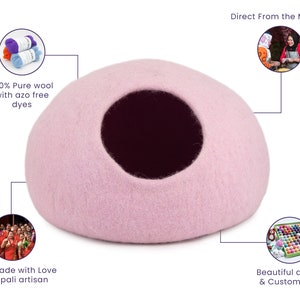 50cm Felt Plain Natural Wool Cat Bed Cave, Handmade Free Cat Toys Mouse image 7