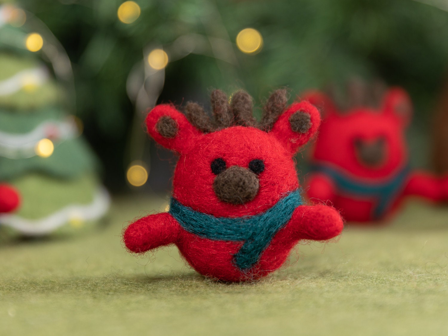 Xmas Tree From Rudolph Handmade Felt Rudolph With Scarf | Christmas Tree Hanging Ornaments ...