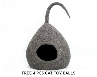 Neutral Cat Bed | Natural Cat Bed | Cat Cave | Felt Cat House | Cat Pod | Wool Cat Furniture | Soft Cat Bed | Large Cat Cave | Felt Cat Bed