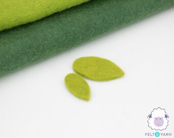 100 Pcs of Bulk Wool Felt Green Magnolia Leaf in Two Sizes, Hand Needled Felted Magnolia Leaf: Fair Trade and Wool