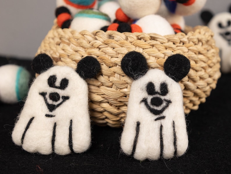 20pcs 7cm Halloween Mouse Ghost Halloween Decorations Halloween Craft Supplies Fair Trade 100% Wool and Handmade image 4