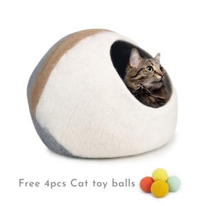 Large Handmade Wool Felt Cat Cave from Nepal