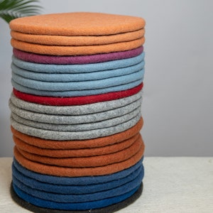 35cm Wool Felted Seat Pad, Round Thick Chair Cushion For Felt Home Decor, Start with 2 Sets of Handmade Pads image 2