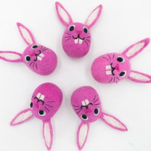 Pink Felt Easter Bunny Head for Easter Decoration | Wool Easter Bunnies to make Garlands, Wreath | Felt Easter Gifts | Easter Bunny Toys
