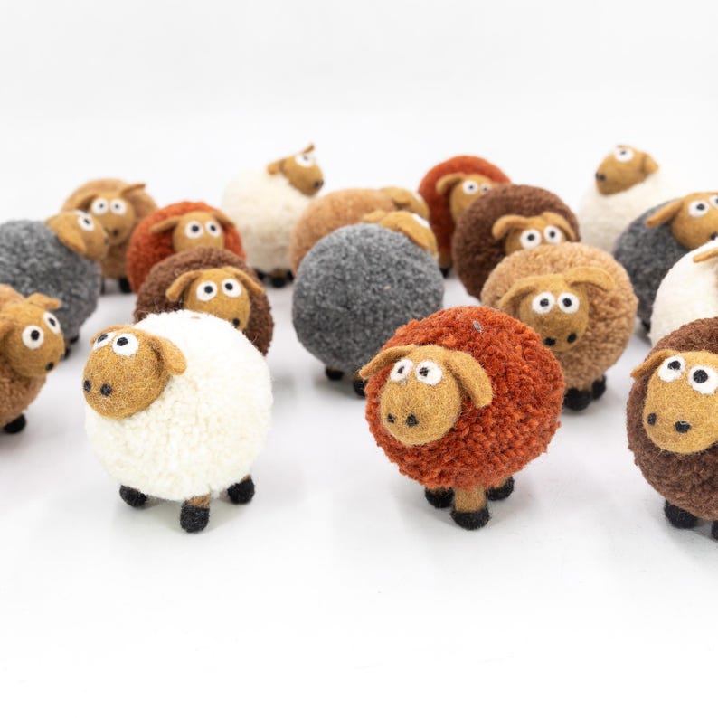 Handmade Wooly Felt Sheep Ornament | Xmas Tree Decoration | Hanging Diffuser for Room Freshening | Christmas Home Decor image 2
