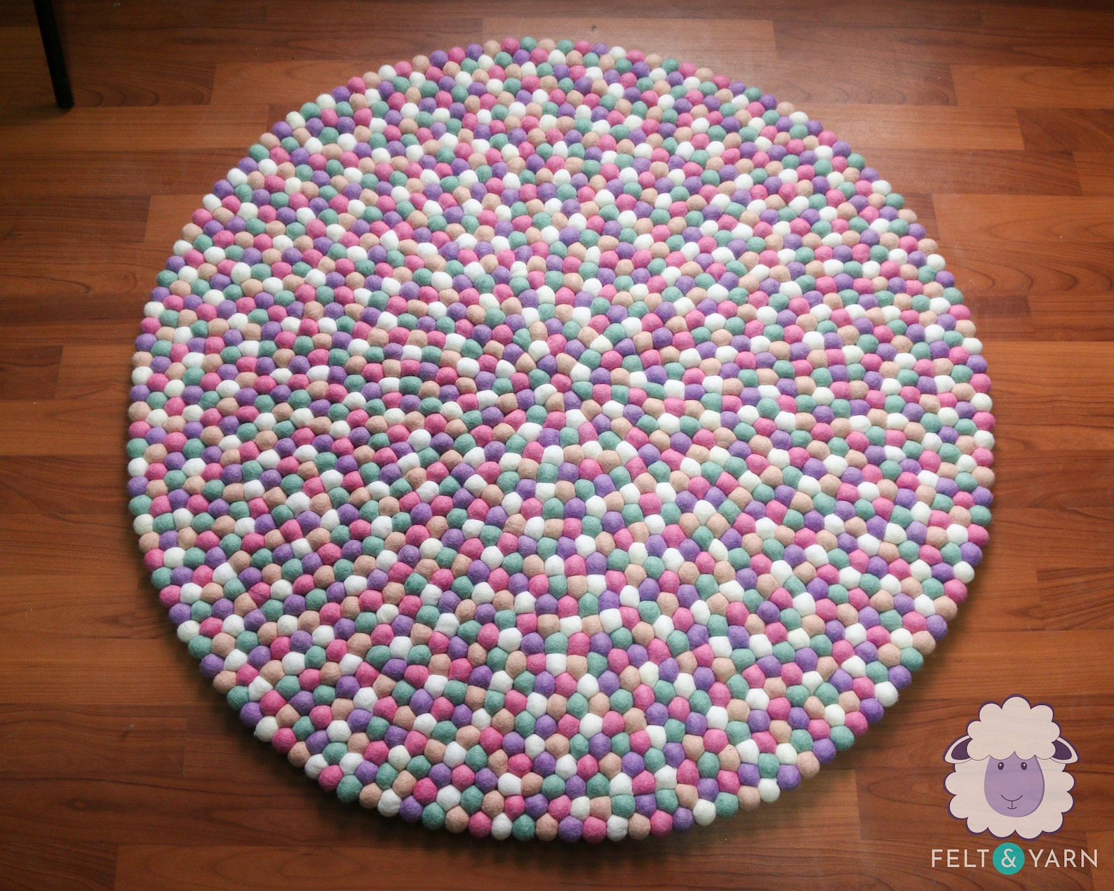 40cm Wool Felt Ball Rug Pinkish Tone Felted Ball Rug Indoor Etsy