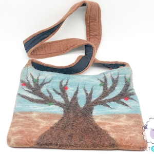 32 x 33cm Wollfilztasche Filzbaum Handtasche Schultertasche Filztaschen Wollhandtaschen : Fair Trade und Ethisch Handgemacht