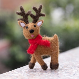 6pcs Christmas Felt Reindeer | Hanging Ornament | Handmade in Nepal | Free Shipping