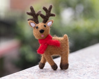 6pcs Christmas Felt Reindeer | Hanging Ornament | Handmade in Nepal | Free Shipping
