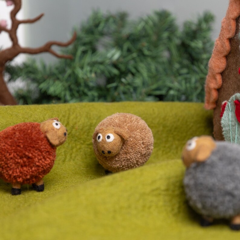 Handmade Wooly Felt Sheep Ornament | Xmas Tree Decoration | Hanging Diffuser for Room Freshening | Christmas Home Decor image 7