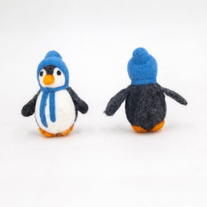8cm Wool Felt Penguin With Red & Blue Scarf Hand Felted Penguin For Christmas Decor Ornaments: Ethically Made in Nepal image 6