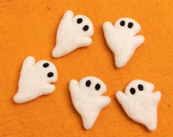 7cm Wool Felt Ghost Ornament | Halloween Ghosts | Felt Ghost Garland | Halloween Decoration |  Spooky Felted Ghost Keychain