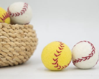 Mini Felt Baseballs – Handmade Wool Sports Balls, Waldorf Toy