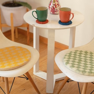 40cm Felt Checker Design Seat Pad, 20mm Thick Wool felted Chair Cushion for Car Seat and Home Decor