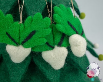 10Pcs Wool Felt White & Green Mistletoe Christmas Tree Decoration Ornaments: Ethically Made in Nepal