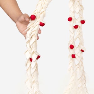 180cm White Felt Leaf Garland | Christmas Decoration | Holiday Garland | Handmade - Free Shipping