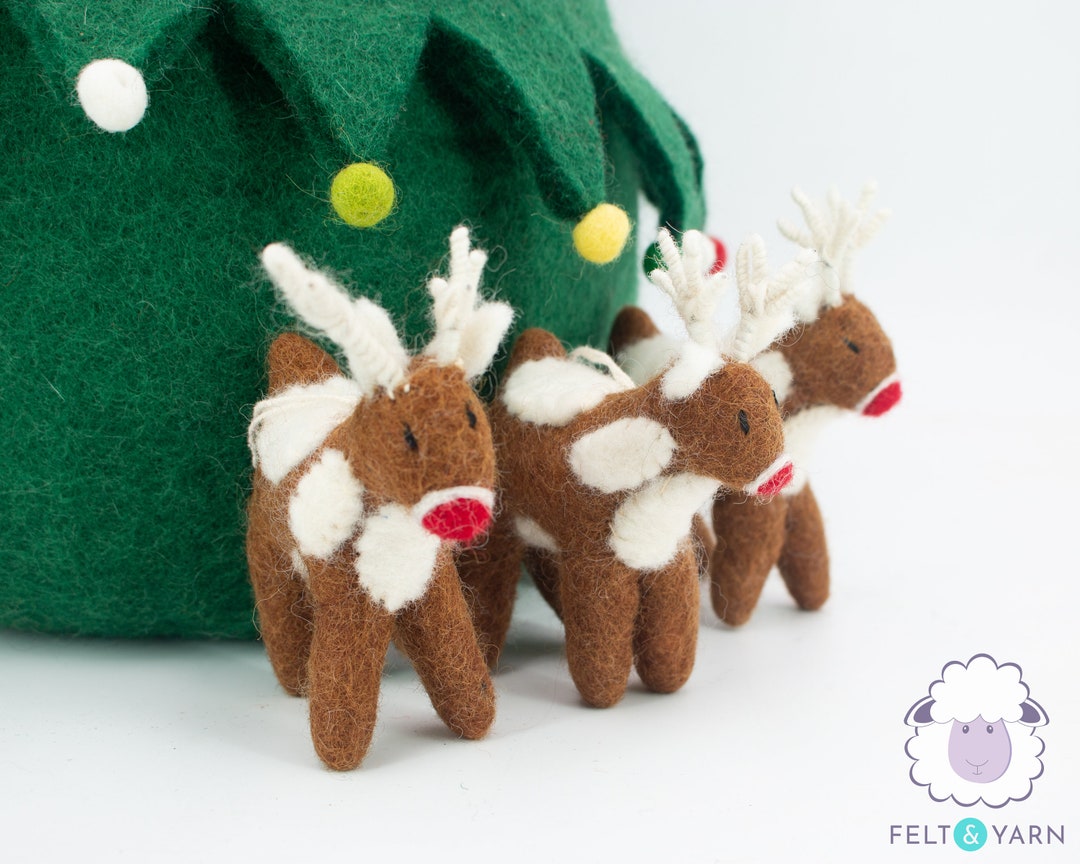 Xmas Tree From Rudolph 12cm Felt Christmas Rudolph With Red Nose Felted Reindeer Christmas ...