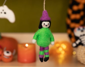 10pcs 13.5cm Wool Felt Trainee Green Witch Decor | Halloween Ornaments For Halloween Witch Decor : READY TO SHIP