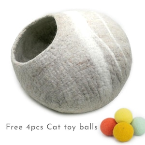 50cm Cat Cave Stripe Design Cat Bed House with Free Cat Toys Mouse