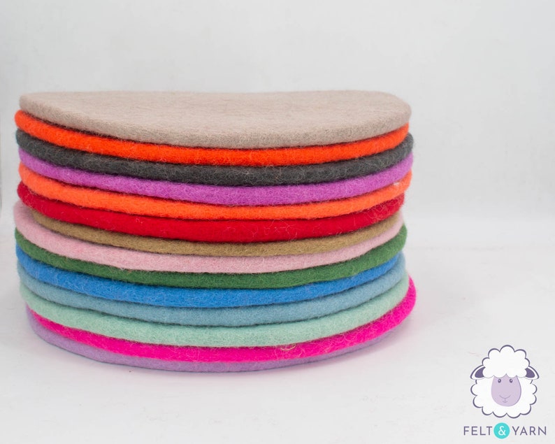 35cm Wool Felted Seat Pad, Round Thick Chair Cushion For Felt Home Decor, Start with 2 Sets of Handmade Pads image 8