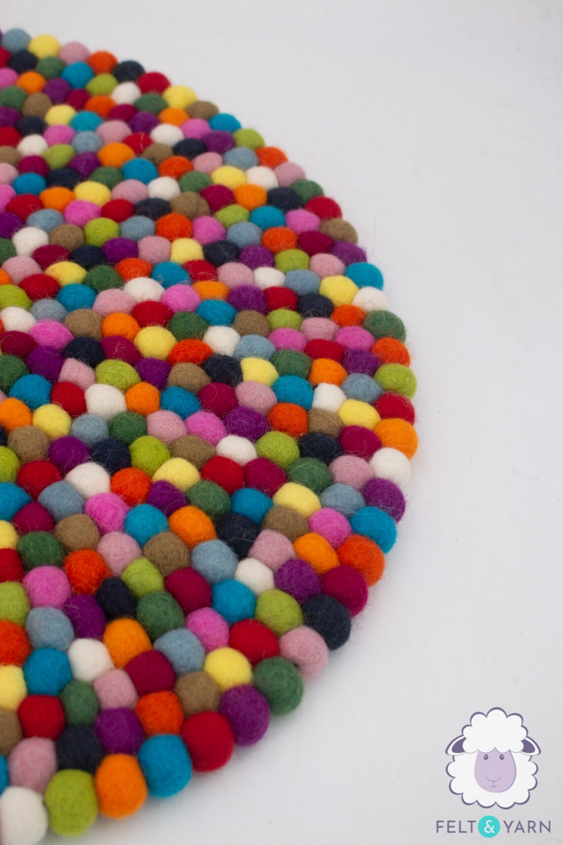 40cm Multicolor Wool Felt Ball Rug Round Rectangular Carpet Etsy