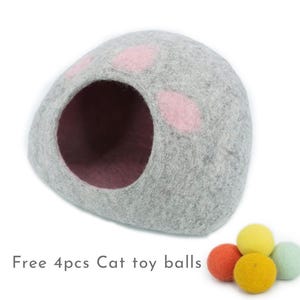 50cm Wool Felt Paw Cat Cave | Premium Felted Cat Bed | Cat House Indoor | Cute Modern Cat Bed | Felt Cat House