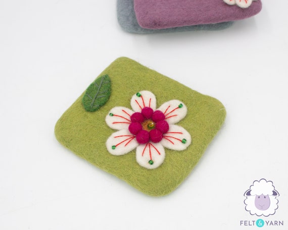 Monedero de fieltro con flores de 14x11 cm para mujer comercio justo y hecho a mano eticamente Etsy Espana