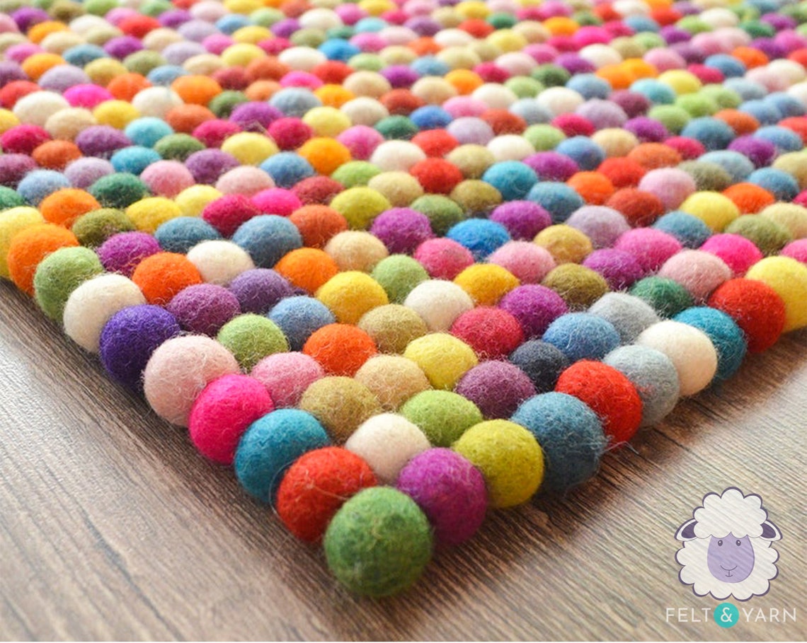 40 x 60cm Wool Felt Ball Rug Living Room Felt Rugs Felt Etsy